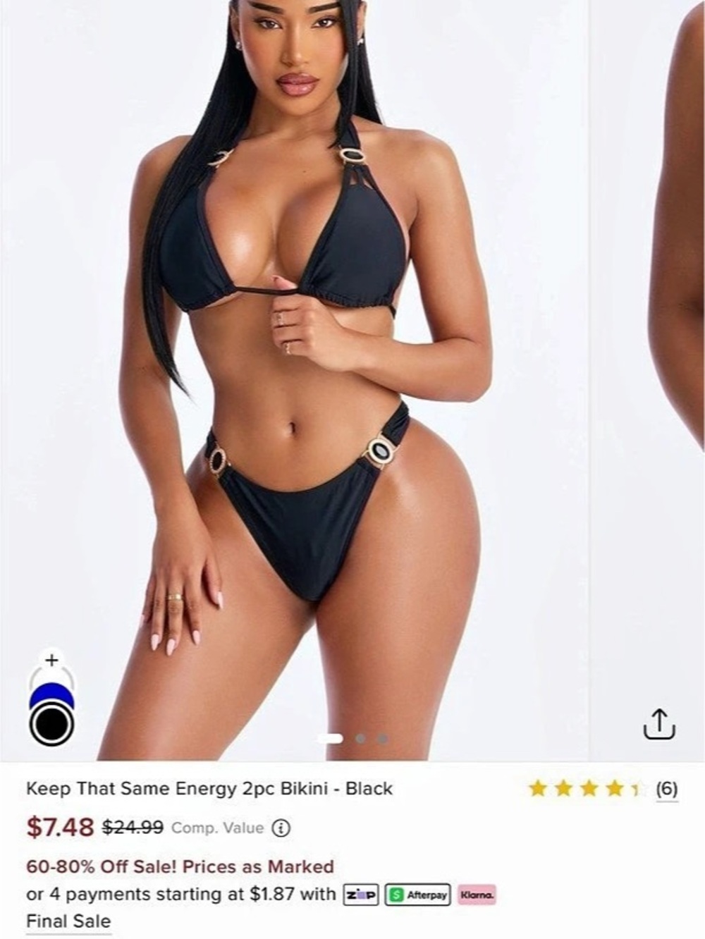 Fashion Nova Keep That Same Energy 2pc Bikini Black